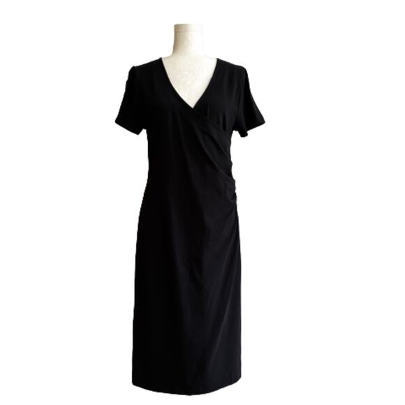 Soft Surroundings Dress Black Shapely Anywhere Short Sleeve Ruched Small - Picture 1 of 12